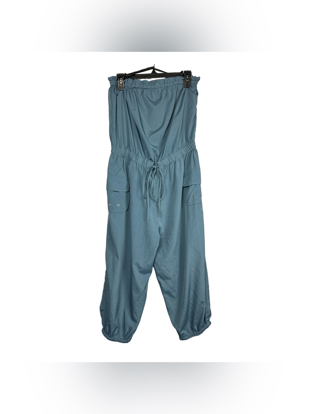 Thread Story Slate Blue Strapless Cargo Jumpsuit Drawstring Romper Large